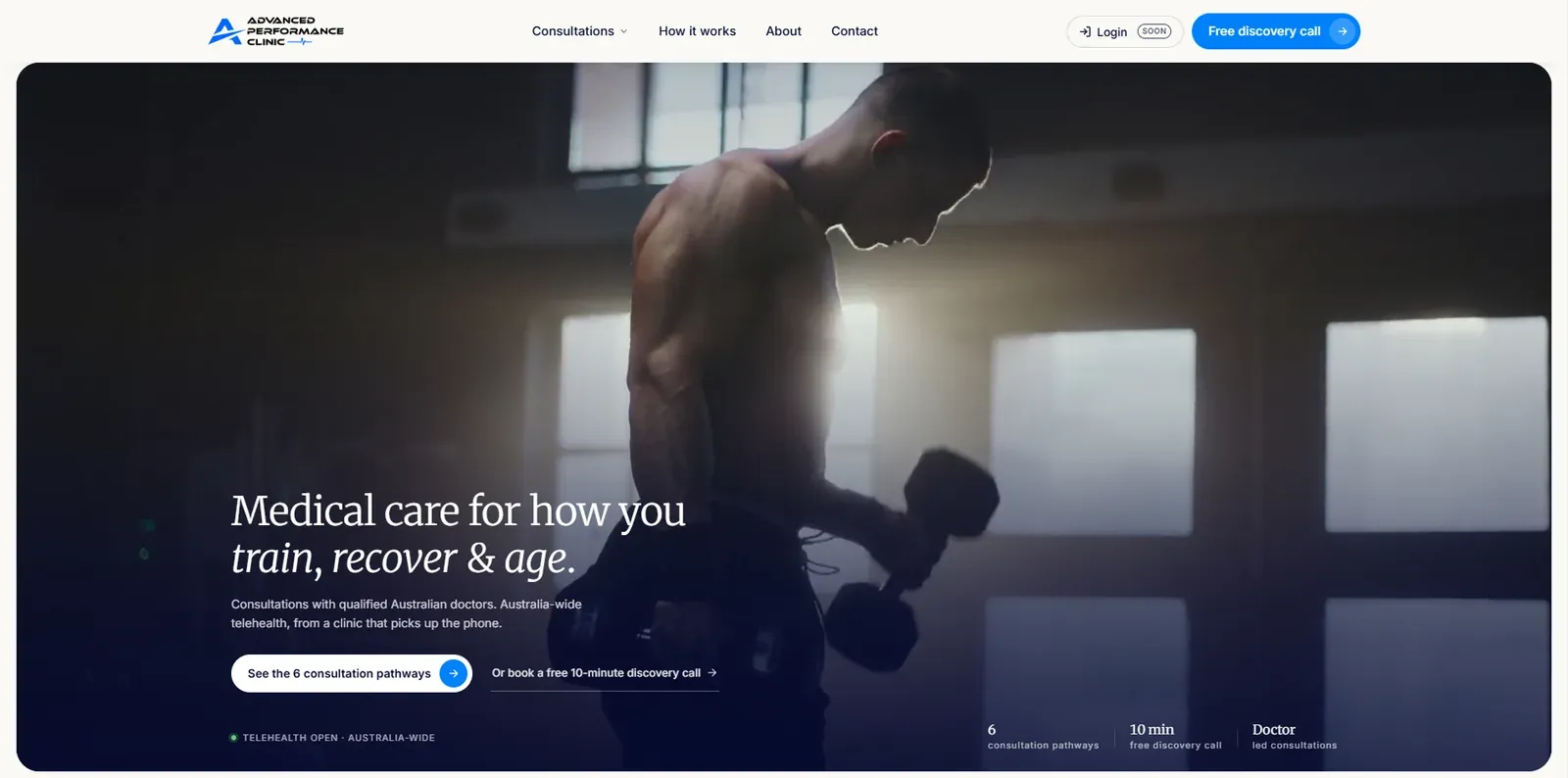 The Advanced Performance Clinic website on a desktop screen