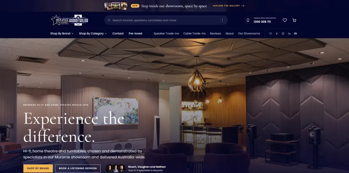 The The Audio Tailor website on a desktop screen